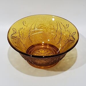 5 1/2" Amber Sandwich Glass Bowl by Tiara